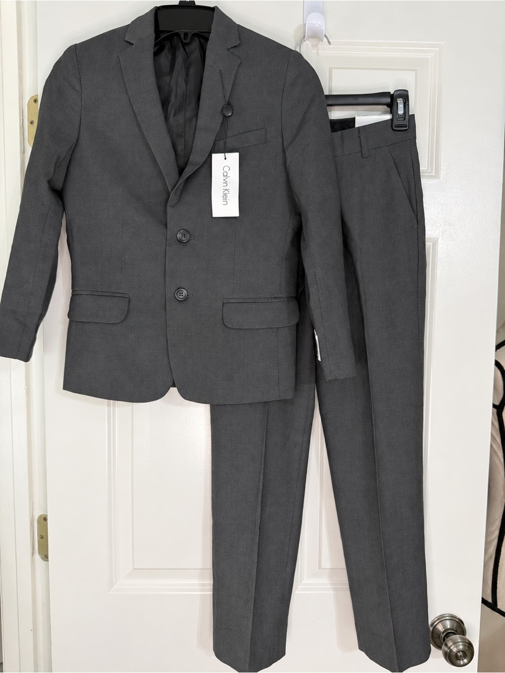 Calvin Klein Boys' Charcoal Gray Two-Piece Suit Jacket & Pants